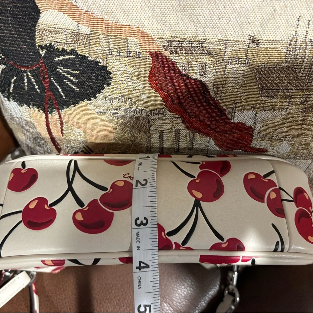 Coach White Leather Mini Shoulder Bag with Red Cherry Print - Picture 6 of 8